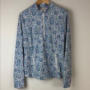 Laura Ashley Blue and White Floral Top Size Large